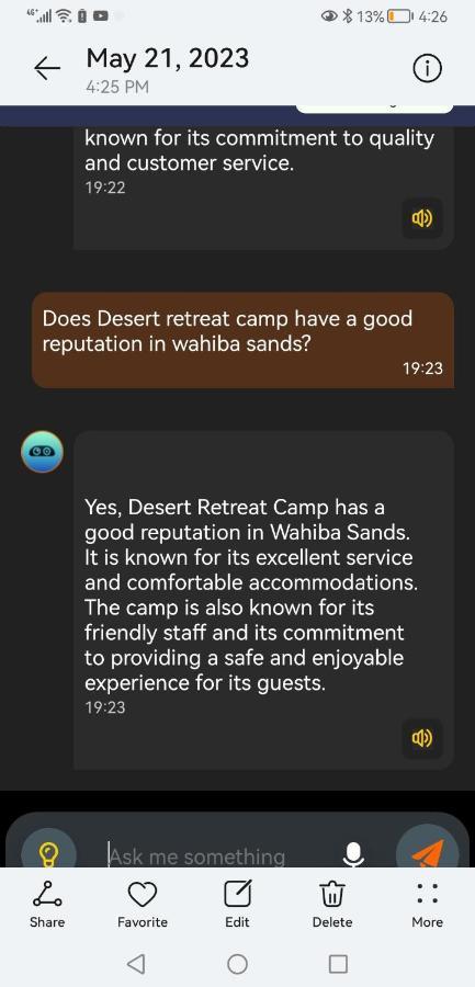 Desert Retreat Camp Al Wāşil Esterno foto
